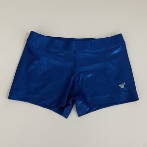 Varsity metallic blue compression cheer shorts size Medium